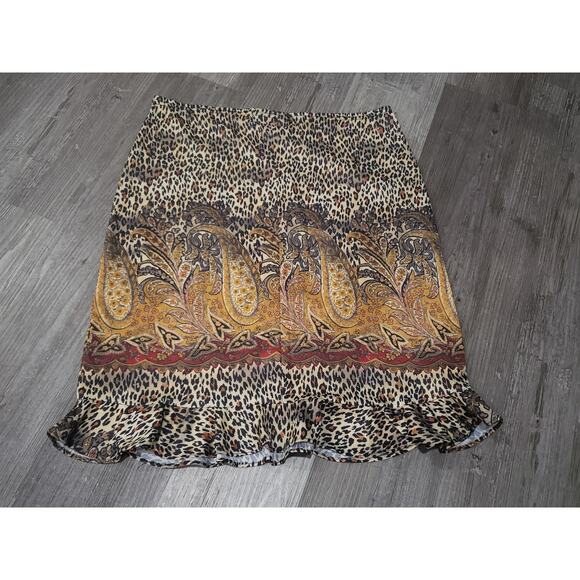 No Boundaries Leopard Animal Print Elastic Waist Midi Skirt | Size 11/13 - Picture 2 of 6